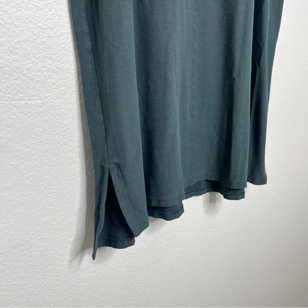 Eileen Fisher Lightweight Washable Stretch Crepe Crew Tunic Forest Night Large